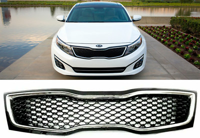 GRILLE FOR OPTIMA 2014 -15 FRONT BUMPER CHROME GLOSSY UPPER RADIATOR BLACK GRILL