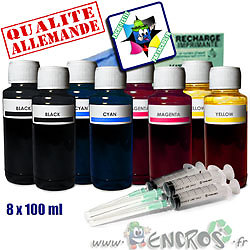 Kit encre de recharge 8x100ML à séchage rapide pour cartouche HP