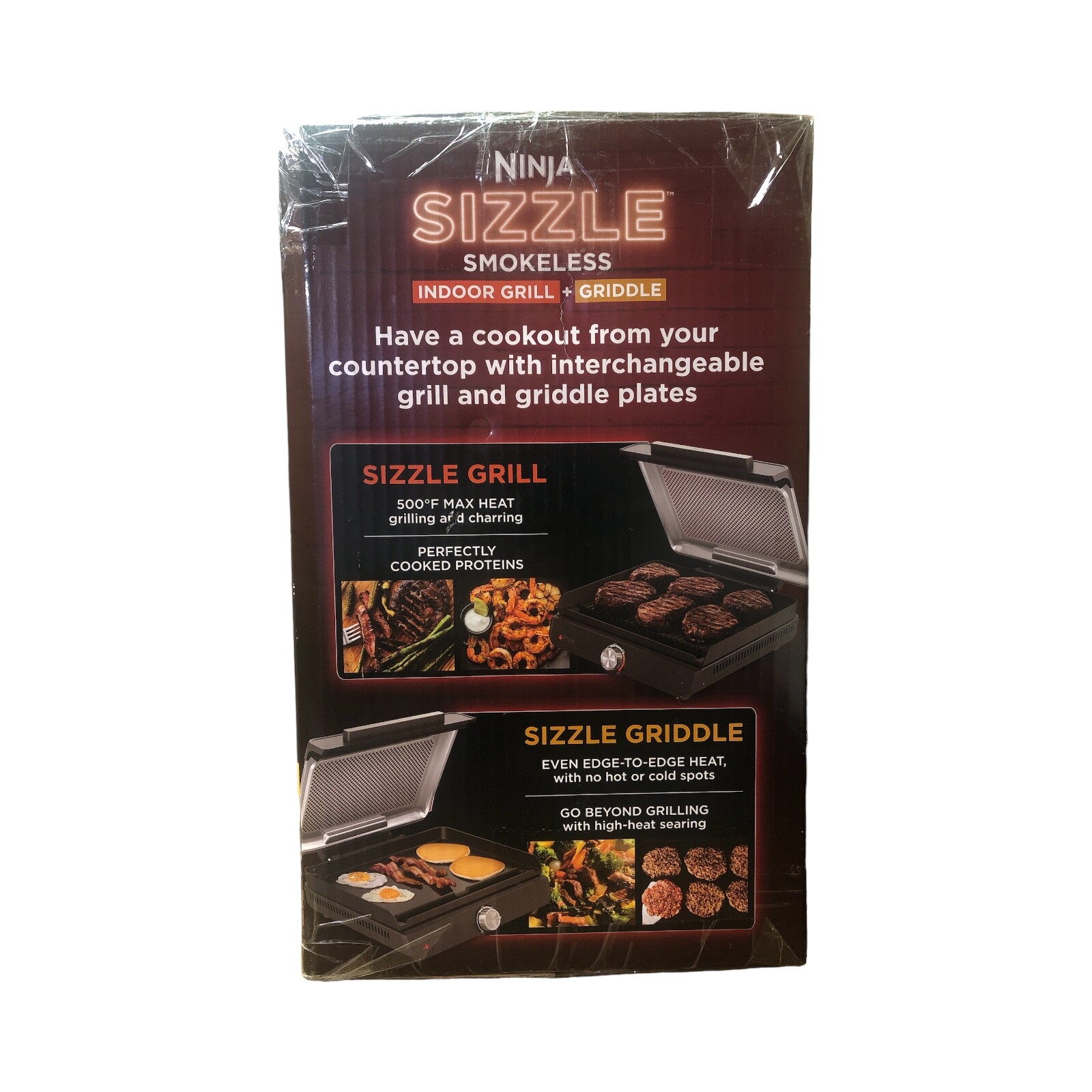Ninja Sizzle Smokeless Indoor Grill & Griddle with Brush, Skewers, and