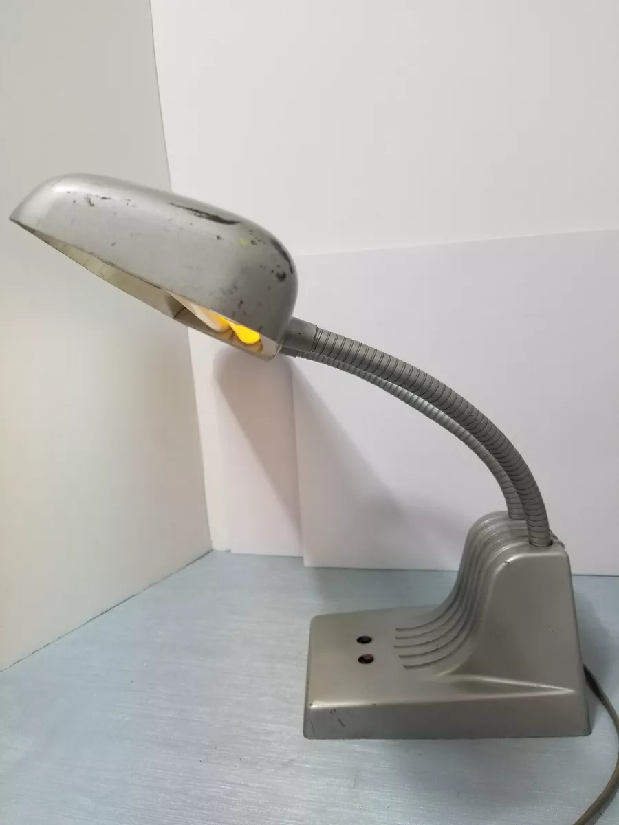 Dazor Model 1000 Vintage Atomic Desk Gooseneck Lamps Mid Century Industrial