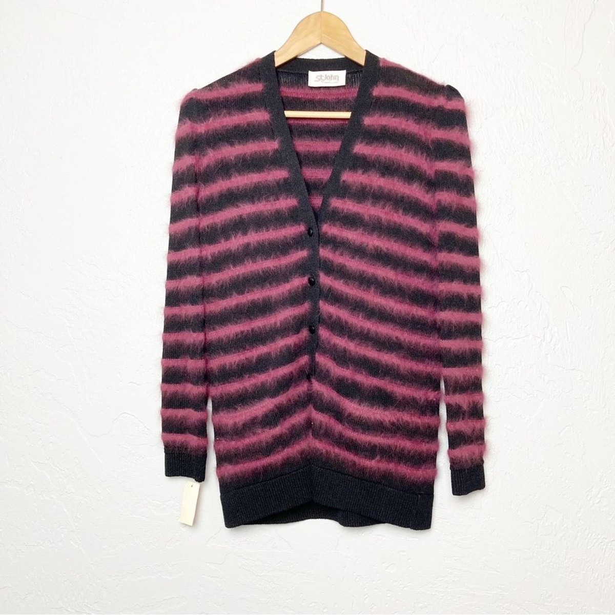 John vintage purple and black striped cardigan sweater