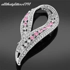 Pink & Clear Loop Brooch / Scarf Pin With Crystals On A Silver Plated Frame.