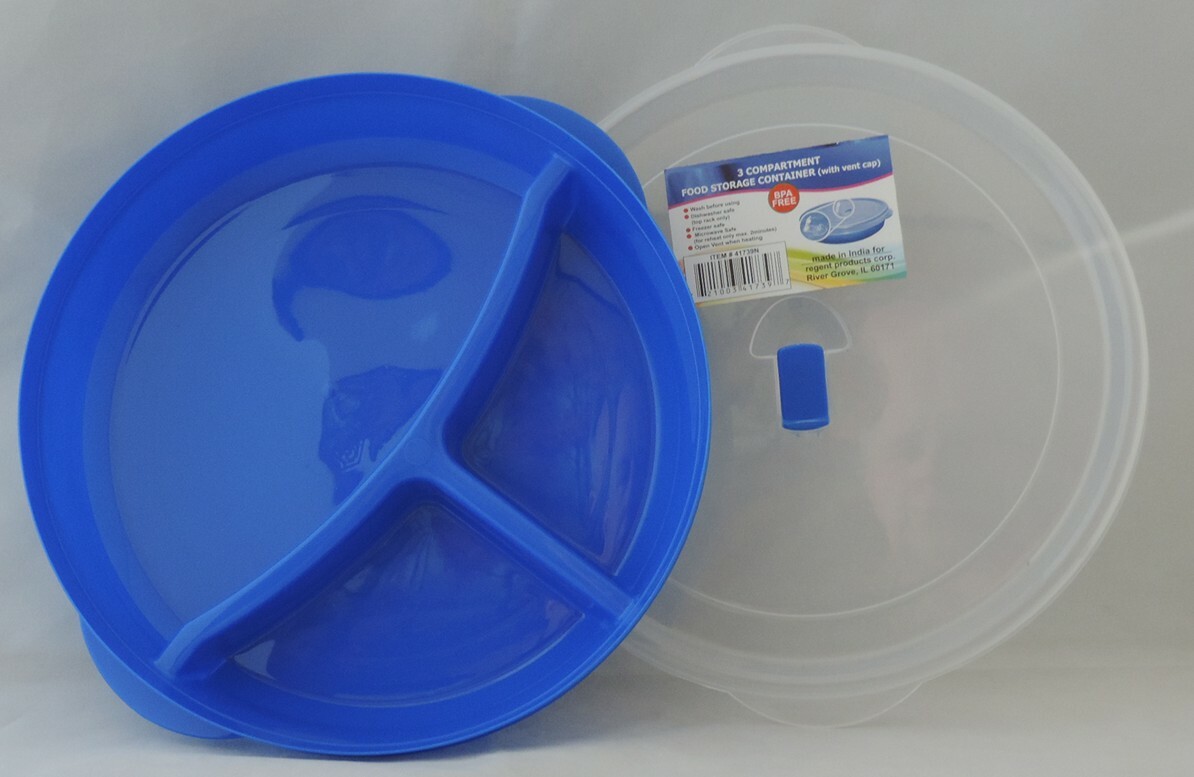 4 Microwave Divided Plates w/Vented Lids Food Storage Containers Cover