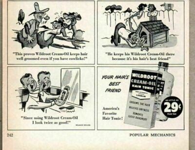 1952 Print Ad Wildroot Cream-Oil Hair Tonic for Men Cartoons