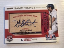 2014 Panini USA Baseball Game Ticket On Card Auto DJ Stewart Orioles 5 14/30