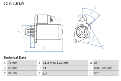 Bosch 0 986 023 250 Starter for Chevrolet, Fiat, Holden, Opel, Saab, Vauxhall