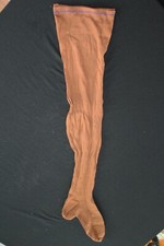 RARE DEADSTOCK FRENCH 1920'S RUST BROWN COTTON KNIT STOCKINGS 31 INCH LENGTH