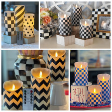 Flickering Flameless Wax Coated Hand Dipped Candle Set of 3 with Remote Control