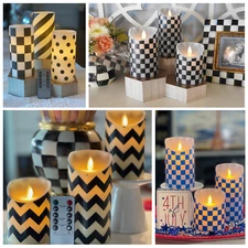 Flickering Flameless Wax Coated Hand Dipped Candle Set of 3 with Remote Control