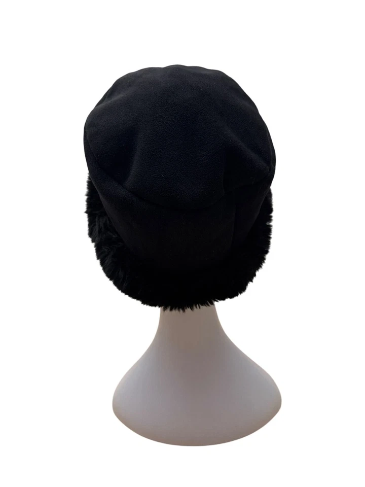 Sombrero cubo de invierno Coldwater Creek para mujer negro de piel sintética Foto 3 de 4