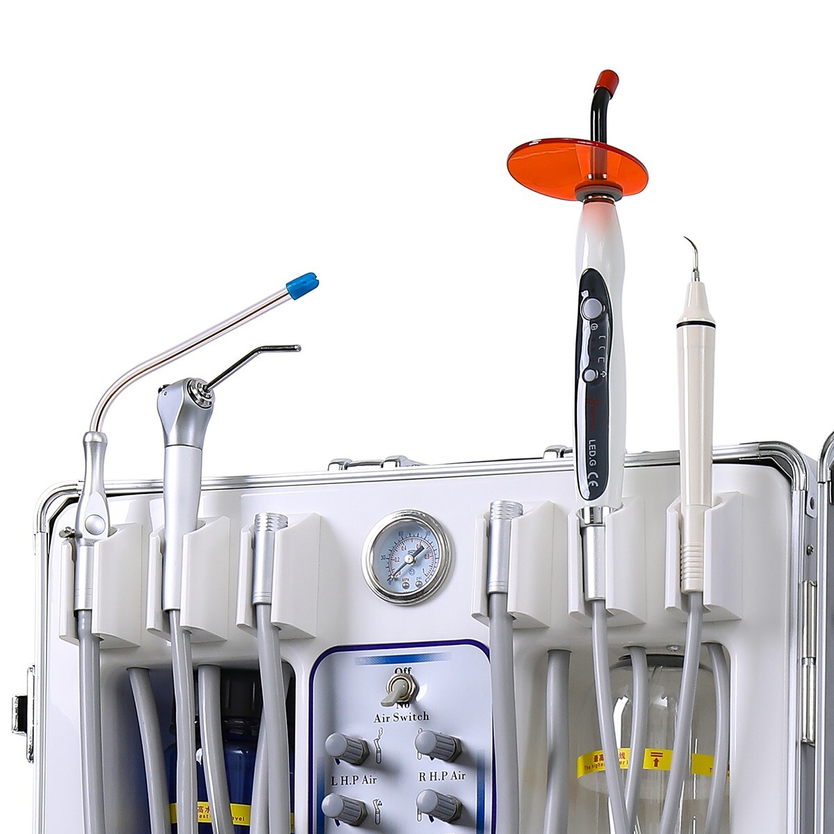 Portable Dental Delivery Unit With Curing Light Ultrasonic Scaler Suction 4 Hole