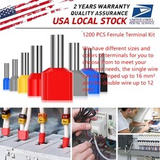 Copper Ferrule 1200PC-Wire Crimp Connectors Insulated Cord Pin End Terminals Kit