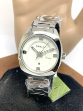 Gucci Women's Watch YA142502 Swiss Quartz GG2570 White Dial Silver Steel 29mm