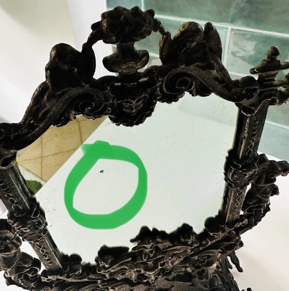 Antique Victorian Cast Iron Standing Swivel Vanity Mirror - rare beauty - Image 4 of 4