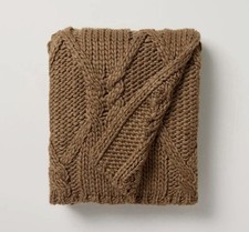Hearth Hand with Magnolia - Thick Cable Knit Throw Blanket Brown NEW W/ TAGS