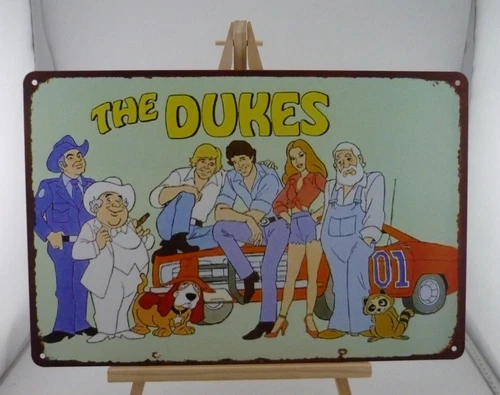 The Dukes TV Show Car Characters Tin Metal Sign Vintage Style Garage Decor 12x8