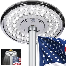 Flagpole Light Solar Powered, Auro 4 Silver Flag Pole Light 48 Large LED for 15-