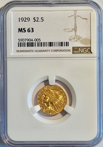 1929 $2.5 Gold Indian Head Quarter Eagle NGC MS 63