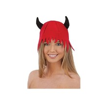 Red Devil Hat - Soft Felt - Black Horns - Costumes Accessory - One Size