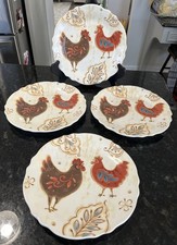 Set of 4 Pier 1 Imports 9 “ Ironstone Lunch Salad Plates, Gallo Rooster Chicken
