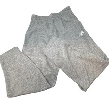 New Balance Youth Size 8 Gray Cuffed Jogger Sweatpants White Logo NWOT