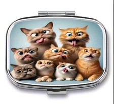 Cat pill box Funny medicine Trinket NEW Free Ship 2 inch stocking Stuffer