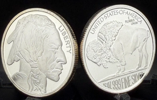 Lot of  ( 2 )  1/2 oz Silver Rounds - Buffalos