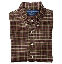 Ralph Lauren Mens Custom Fit Button Down Shirt Sz XL Plaid Fine Two-ply 100s
