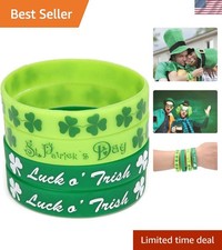 74PCS St. Patrick's Day Shamrock Rubber Wristbands Bracelets - Party Favors S...