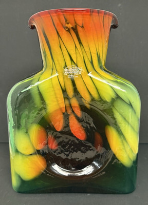 Blenko Glass Water Bottle 384 - Museum Series - Red and Yellow Cliffs