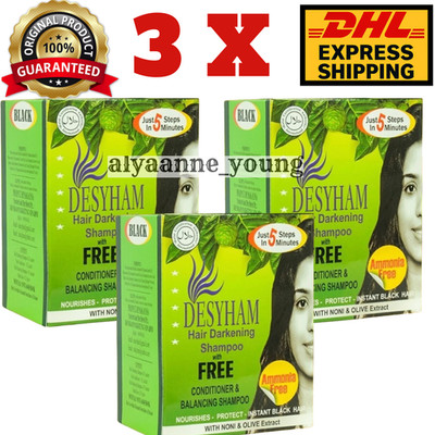 3 Box DESYHAM Hair Darkening Shampoo Natural Black/ Dark Brown | Gray Hair Cover