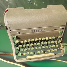 Royal Vintage Portable Manual Typewriter, Steel Body, Gray w/ Green Keys thumbnail