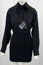 Prada 2022 Wool/Silk Button-Up + Ribbed Mini Dress sz 40 NEW