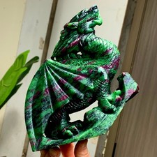 3.36LB Natural ruby in zosite caving Lucky Flying Dragon ward off evil healing