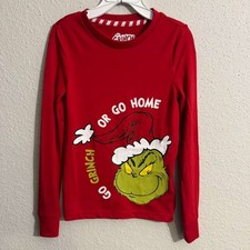 Dr Seuss Grinch Christmas Holiday Graphic T-Shirt Boys Girls Long Sleeve 8 Red