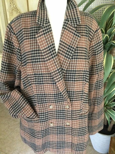 NWT Andree by unit Woman's Double Breasted Brown Houndstooth Jacket/Blazer s 2X - Afbeelding 2 van 24