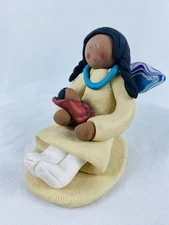 G.P Originals Polymer Clay Figurine - Angel Holding Infant White/Bone - Repaired