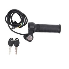 Electric Bike Throttle Grip with 2 Keys, Universal Rubber Electric Black