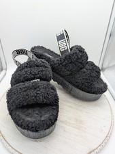 UGG Women's Oh Fluffita Flatform Slide Slippers 1120876 Black Size 7
