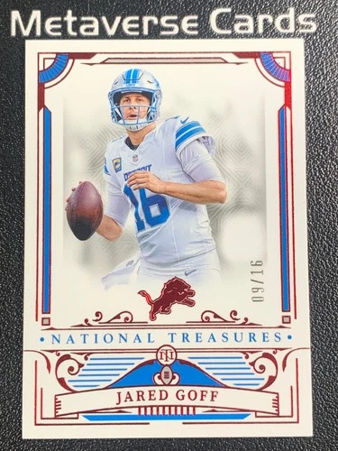 2025 Panini National Treasures Base Set Jersey Number Red #32 Jared Goff 09/16