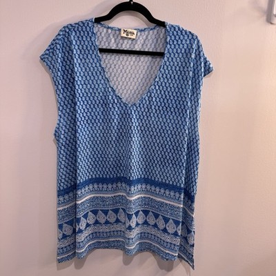 Show Me Your Mumu blue patterned sleeveless top cover size large Women s Tunic