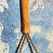 Vintage Wooden Handle Potato Masher Round Brown/Silver Vegetable Tool