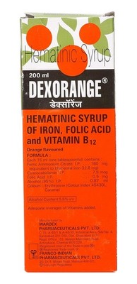 Dexorange Hematinic Syrup with Iron, Folic Acid & Vitamin B12 -200ml