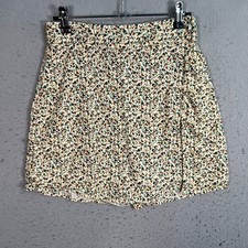 Zara Womens Size Medium Floral Print Wrap Skirt Viscose  Linen