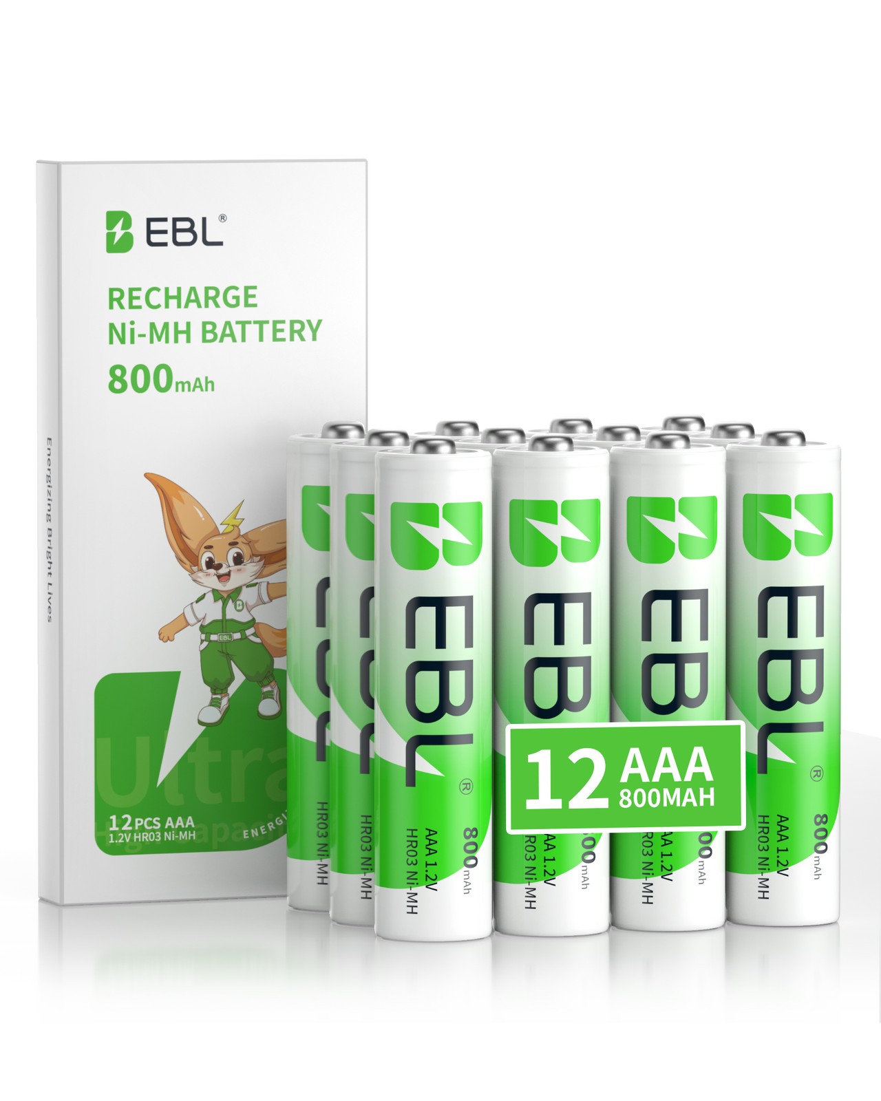 EBL Lot AA AAA Rechargeable Batteries 2800mAh 2300mAh 1100mAh 800mAh NI-MH + Box