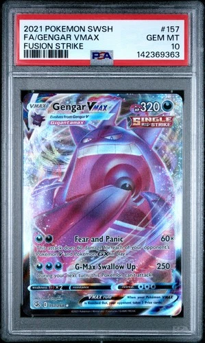 142369363 Gengar VMAX 2021 Pokemon Sword & Shield Fusion Strike #157 PSA 10