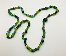 Green Glass Art Bead Necklace Beaded Fashion Jewelry