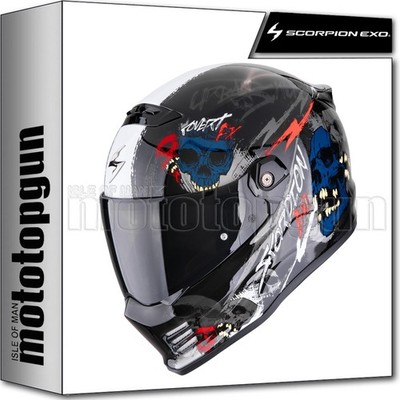 SCORPION FULL FACE MOTORCYCLE HELMET COVER FX SKULLZ BLACK GREY RED XS