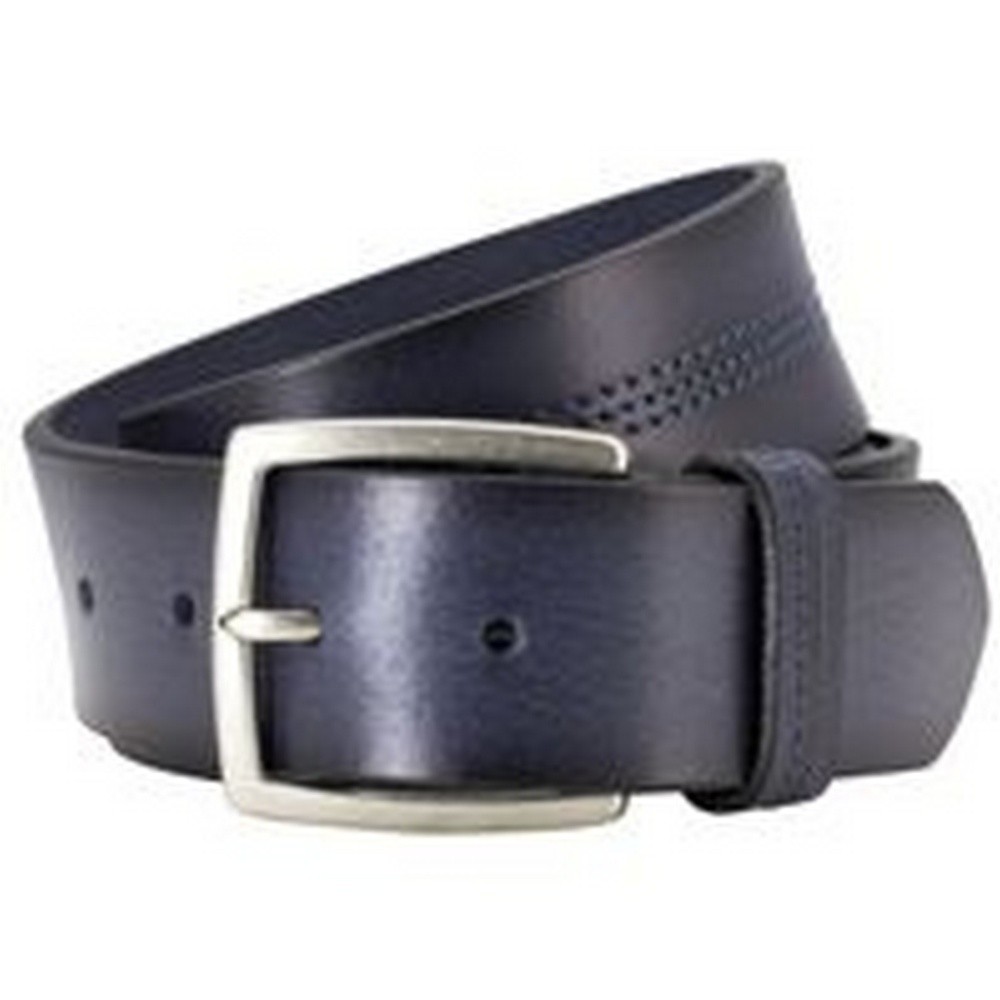 Lindenmann Men's Belt Leather Belt Blue 1000379 040 Marine