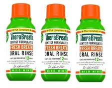 3 Pack - TheraBreath Fresh Breath Mouthwash, Mild Mint, Alcohol-Free, 3 oz